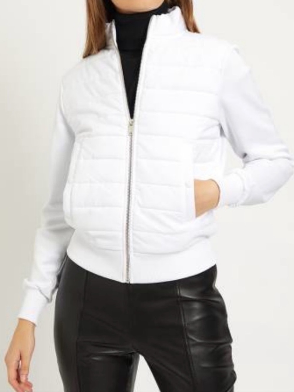 Reiss White Quilted Zip-Front Women's Jacket